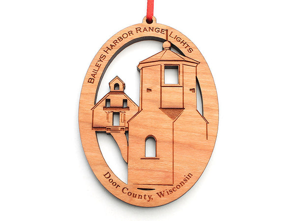 Baileys Harbor Range Lights Ornament - Nestled Pines