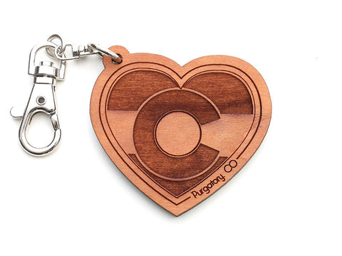 Purgatory Colorado Flag Heart Key Chain