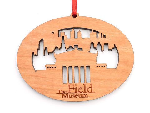 Field Museum Chicago City Skyline Silhouette Oval Ornament - Nestled Pines