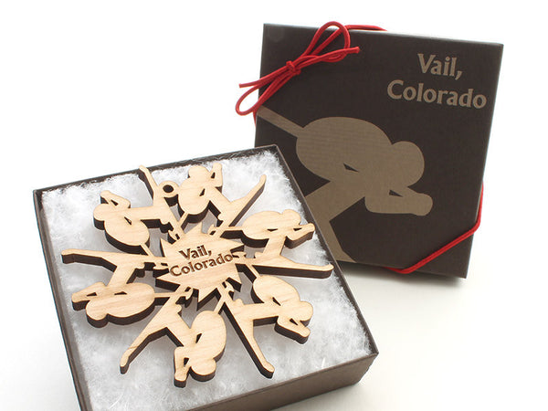 Lionshead General Store Downhill Skier Flake Custom Engraved Ornament - Nestled Pines
