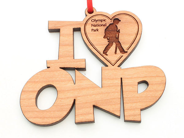 Olympic National Park I Heart ONP Hiker Ornament