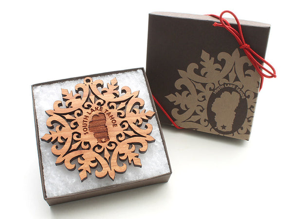 Lake Tahoe Snowflake Ornament - Nestled Pines - 2