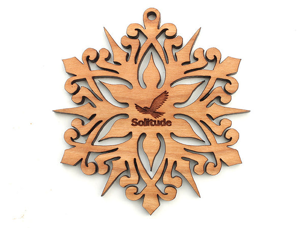 Solitude Detailed Snowflake Custom Engraved Ornament 2016A - Nestled Pines - 1