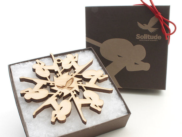 Solitude Downhill Skier Flake Custom Engraved Ornament - Nestled Pines - 2
